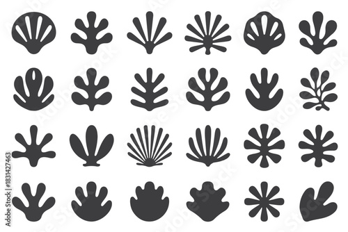 Black and White Pack of 25 Organic Shape Icons
