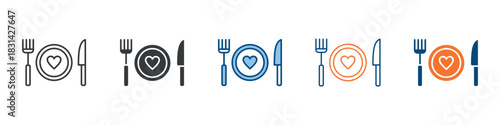 Dinner Icon Set Multiple Style Collection 