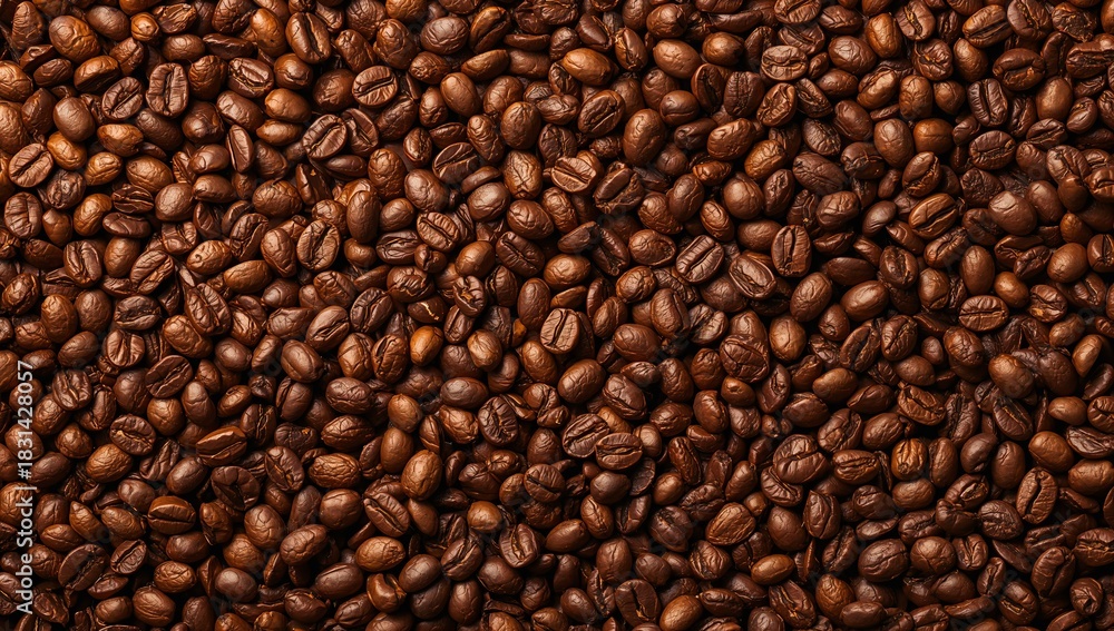 Fototapeta premium Roasted coffee beans full frame texture background for commercial uses