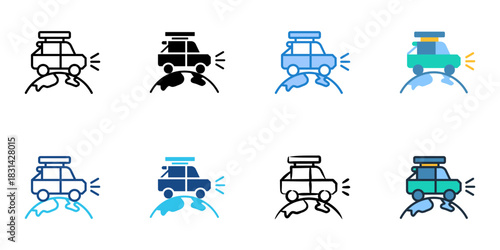 Vacation icon set multiple style vector collection. Editable Stroke 
