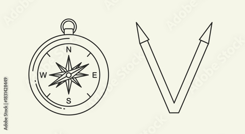 Navigate your journey with a classic compass and directional arrow symbol, perfect for travel, exploration, and guidance themes