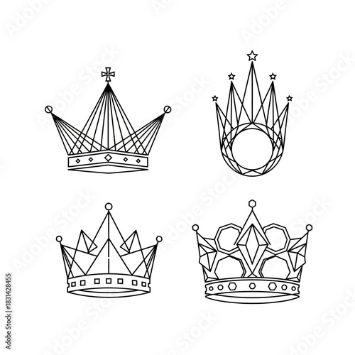 Elegant royal crowns collection showcasing regal symbols of power and prestige for luxury branding and design projects