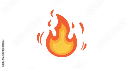 Vibrant Cartoon Fire Flame Icon Illustration.