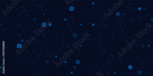 Digital technology background. Abstract hexagons background with lines and dots