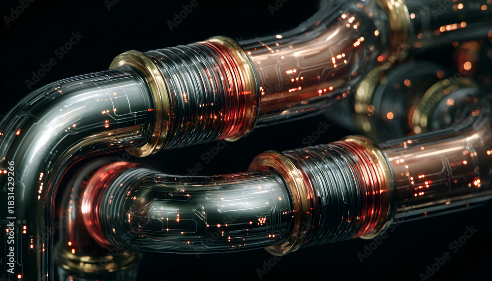 Naklejka premium Futuristic 2026 Year with Pipes.