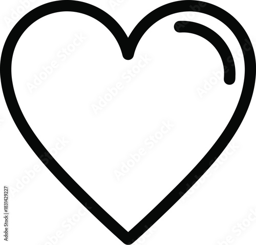 Simple black line art illustration of a heart shape on a white background