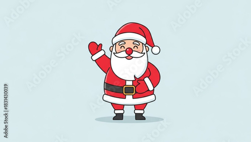 Cartoon santa claus waving hand vector illustration christmas holiday character design graphic drawing cheerful