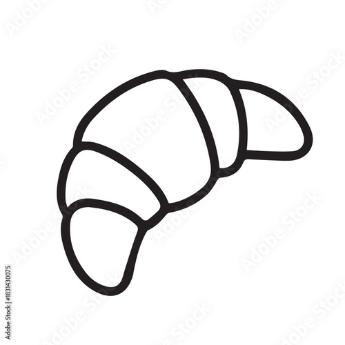 A minimal vector design of a croissant, featuring soft outlines and gentle shading that highlight its classic layers, presented in a simple and charming food illustration style.