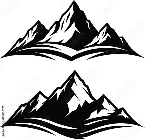 Majestic silhouette mountain range vector illustration design