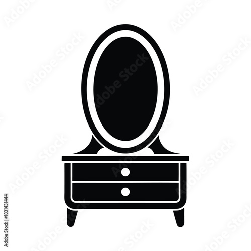 Dressing Table Oval Mirror Icon Vector Illustration