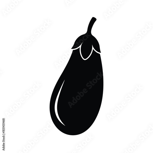 Eggplant With Stem Oval Shape Icon Vector Illustration