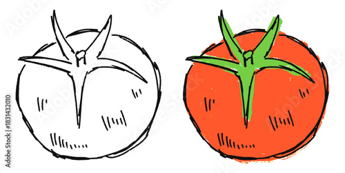 Grunge Sketch Handdrawn Tomato Vector Ideal for raw food, cooking, and expressive culinary graphics with a gritty texture. Symbolizes natural produce, freshness, and raw sketch style.