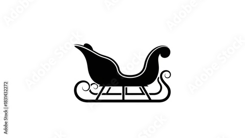 Silhouette of santa's sleigh against a white background conveying christmas holiday spirit and festive season anticipation with elegant design elements