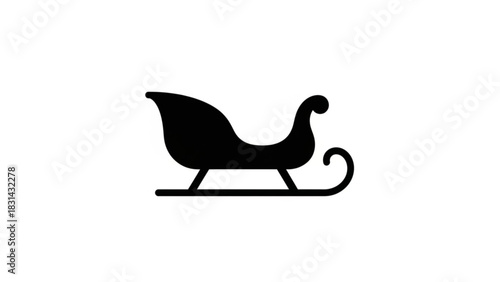Black silhouette of santa's sleigh on a white background representing christmas and winter holidays for festive designs and seasonal promotions