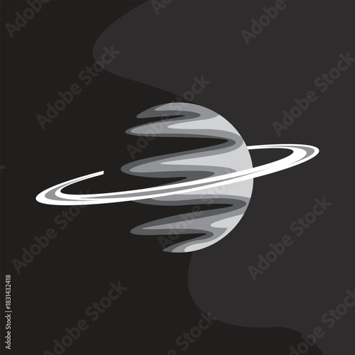 planet saturn black and white