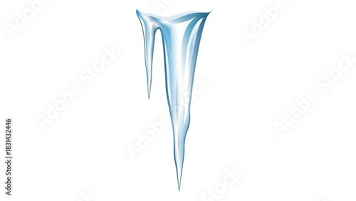 Isolated icicle with a sharp point melting on a white background representing winter's end and the transition to spring