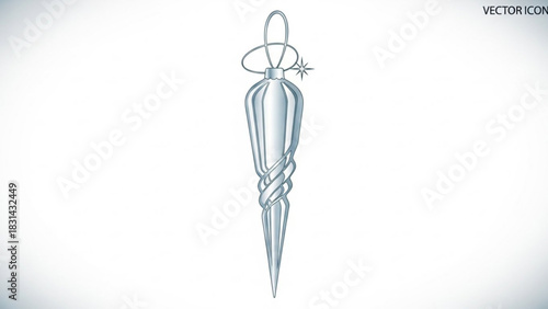 Elegant silver icicle christmas ornament with a star on a white background for holiday decorations and festive designs is perfect for winter