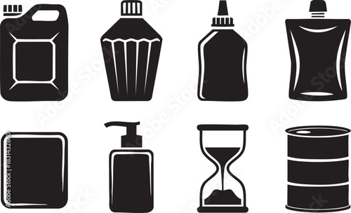 Collection of various containers and vessel designs in black and white