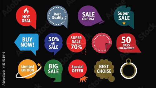 Sale stickers and labels vector design for promotion offers
