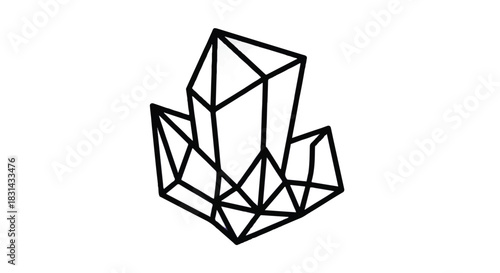 Geometric Crystal Formation Abstract Line Art.
