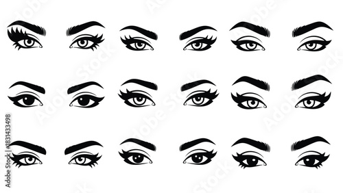 Eye makeup styles vector collection for beauty and fashion art