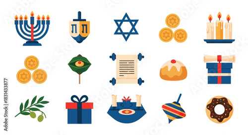 Collection of festive icon elements for religious holiday celebrations