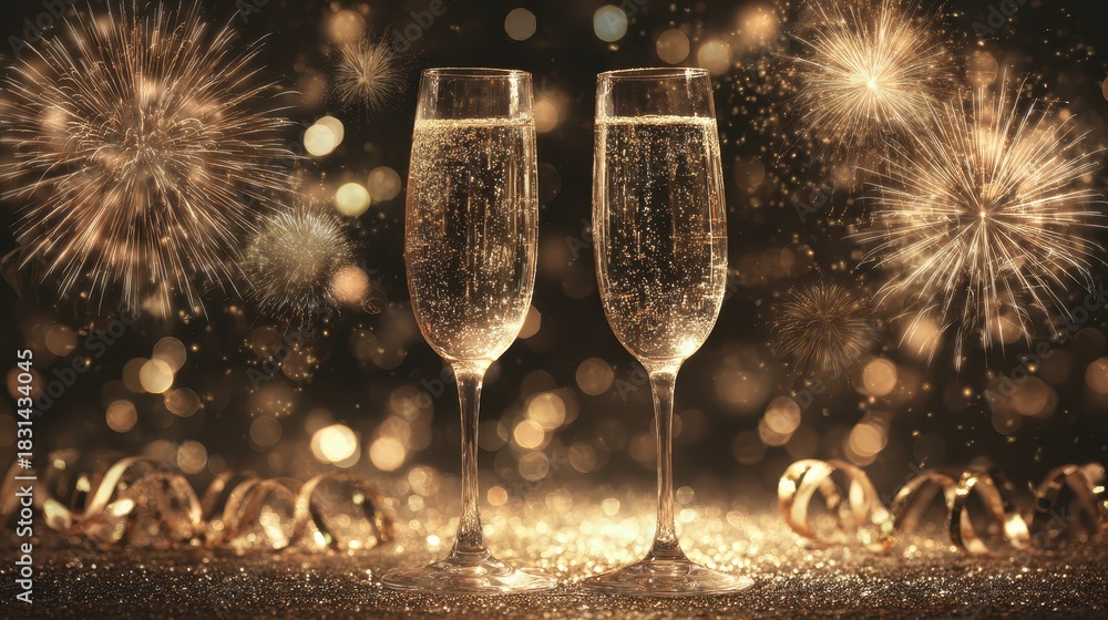 Fototapeta premium Celebrate with Sparkling Champagne Perfect for Festive Occasions