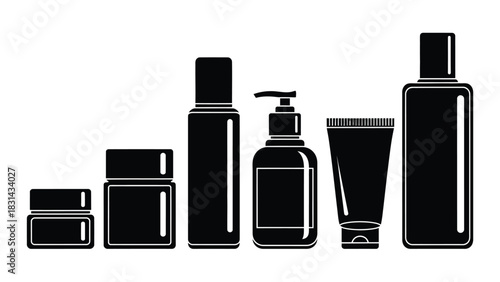 Beauty products skincare routine essential items flat design