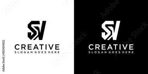 SW or WS initial letter logo design vector