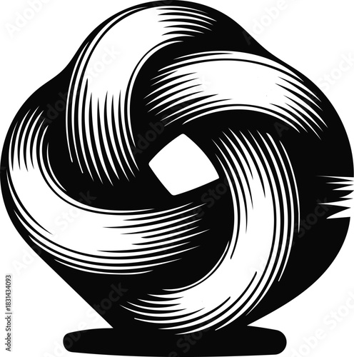 Abstract black and white swirling vortex design
