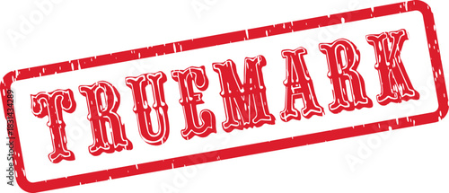 TrueMark Red Distressed Rubber Stamp Evoking Authenticity and Official Certification