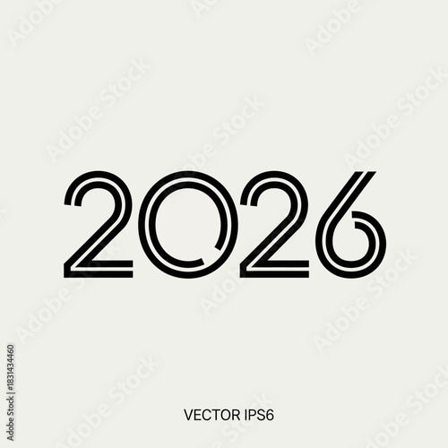 Celebrate the arrival of 2026 with this modern and stylish numerical design, perfect for invitations, announcements, or festive projects.