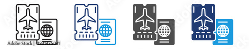 travel document  icon set multiple style