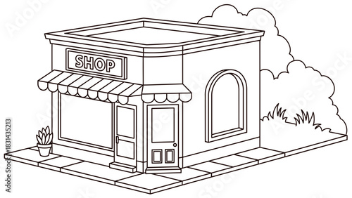 Cartoon shop building illustration vector graphic download