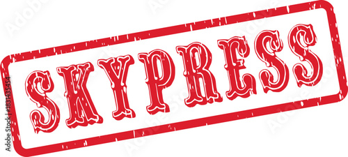 SKYPRESS Genuine Red Grunge Effect Rubber Stamp for Modern Communication and Branding Messages