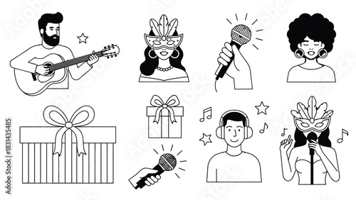 Celebration music party performers gifts and masked singers fun