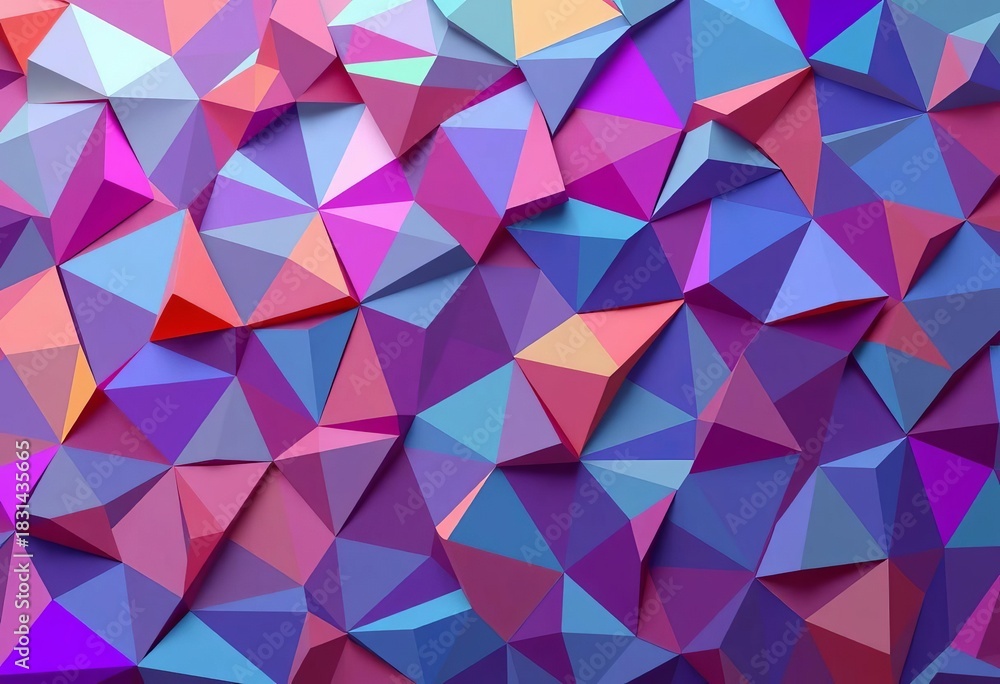 Obraz premium Interlocking, multicolored polygons forming a dynamic, abstract pattern, vibrant colors, shapes