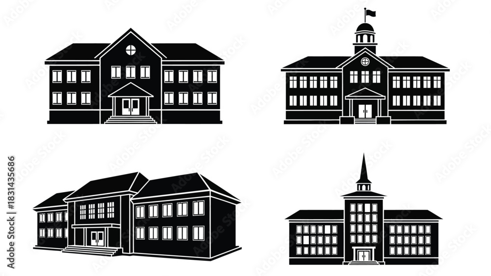 Fototapeta premium School buildings vector illustration education architecture