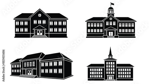 School buildings vector illustration education architecture