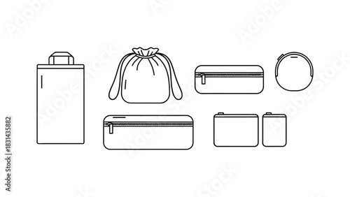 Various bags and pouches for storage and travel organization