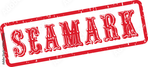 Seamark red grunge rubber stamp indicating a navigational aid or a significant maritime point