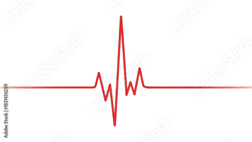 Red heartbeat line on white background representing life and health monitoring.