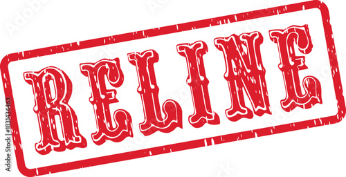 Authentic red Reline grunge texture rubber stamp impression for precise marking