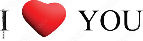 Red 3D Heart in 'I Love You' Text, Classic I ❤️ You Graphic, Simple Love Declaration Image, 