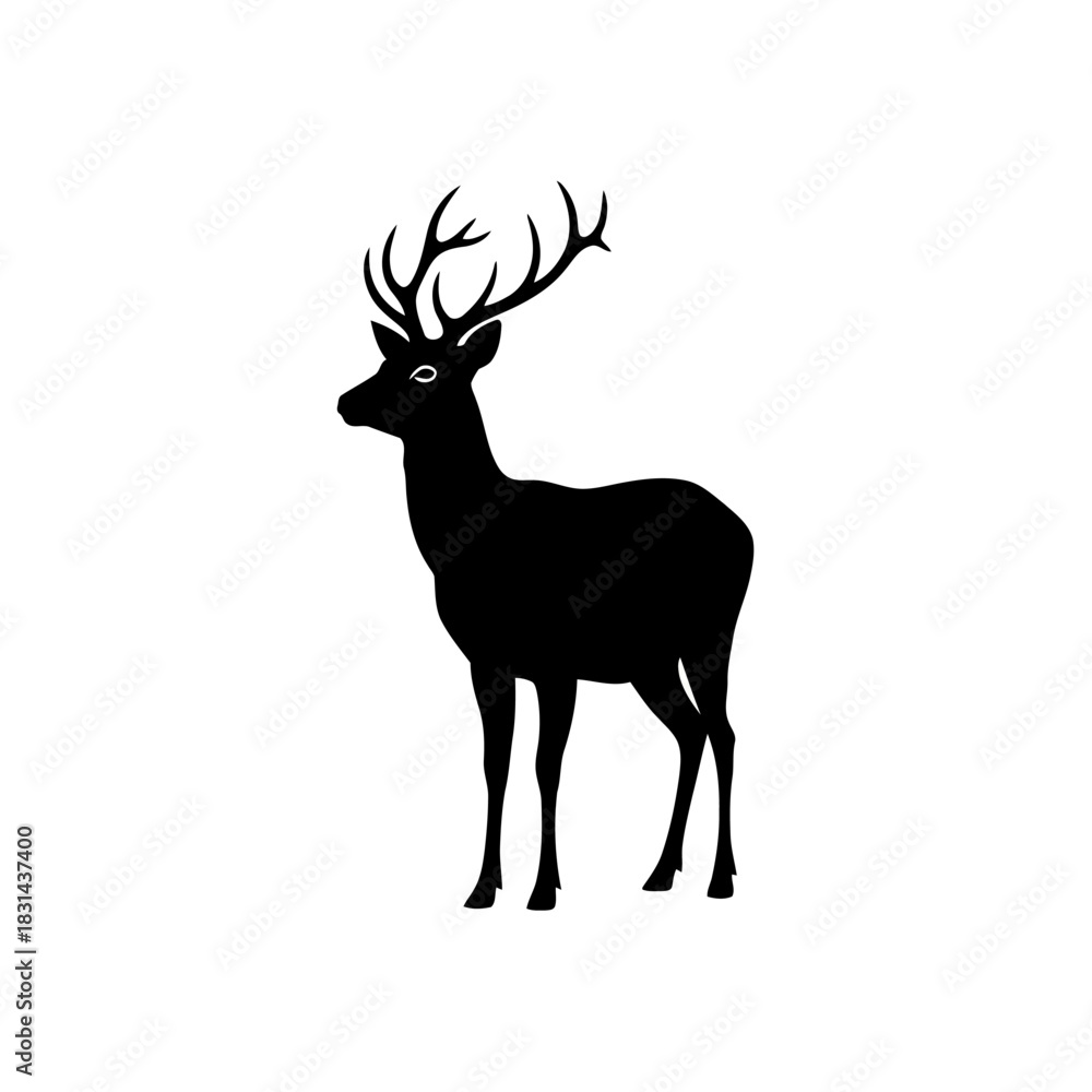 Fototapeta premium Elegant deer buck silhouette vector graphic for nature brand identity