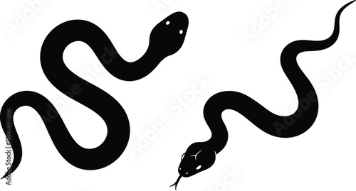Black snakes silhouettes Vector  illustration