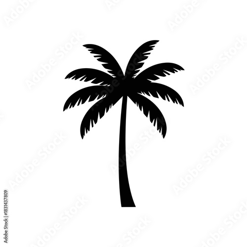Tropical palm tree silhouette vector icon for vacation branding