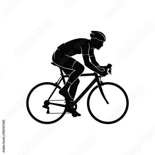 Black silhouette of professional road cyclist isolated vector graphic