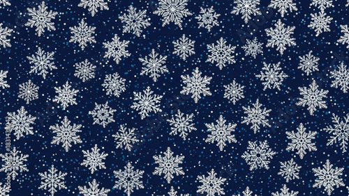 Winter's Embrace: A delicate tapestry of snowflakes dances against a deep blue canvas, the ethereal beauty of winter in full display. 