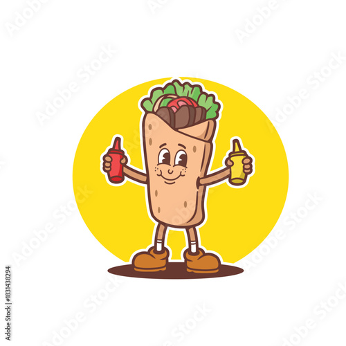 mascot logo shawarma good for sticker, badge, element design, restaurant logo, etc